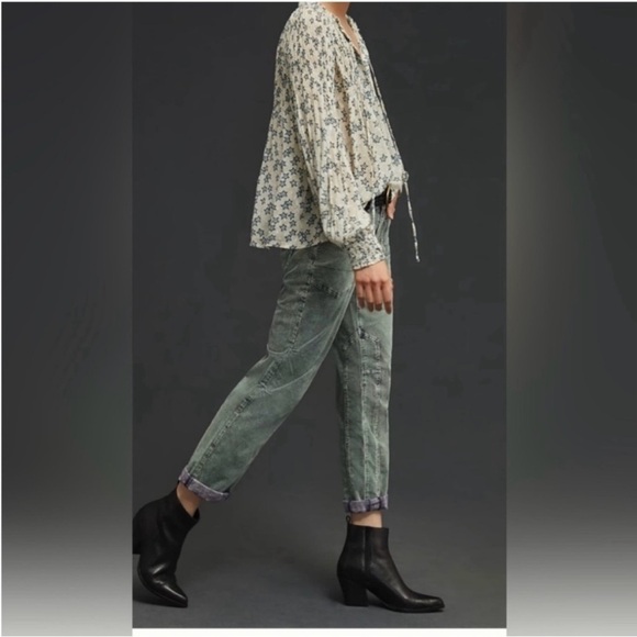 Anthropologie The Wanderer Corduroy Cargo Barrel Leg Pants in Green Gray 31 - Picture 5 of 13